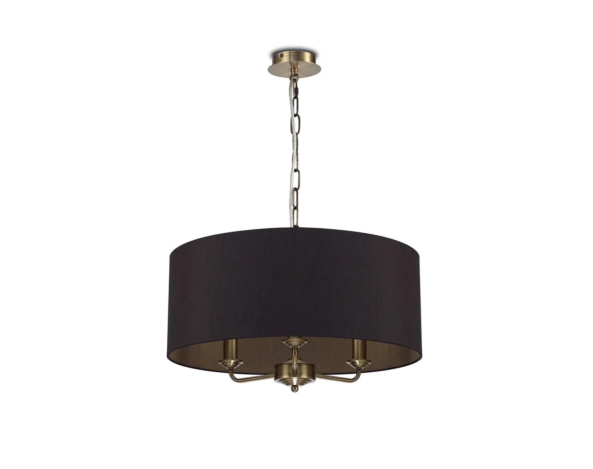 Banyan 50cm 3 Light Pendant Antique Brass, Midnight Black/Green Olive DK0046  Deco Banyan AB BL